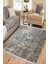 Bej Lacivert Halı Kaymaz Tabanlı Kilim Makinede Yıkanabilir Dot Tabanlı Salon Halısı 5115A 3