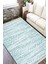 Mavi Beyaz Kaymaz Tabanlı Kilim Makinede Yıkanabilir Dot Tabanlı Salon Halısı 5162C 2