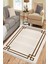 Kahverengi Çizgili Halı Kaymaz Tabanlı Kilim Makinede Yıkanabilir Dot Tabanlı Salon Halısı 5192A 3