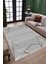 Gri Gümüş Çizgili Halı Kaymaz Tabanlı Kilim Makinede Yıkanabilir Dot Tabanlı Salon Halısı 5209B 3