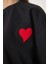 Kalp Nakışlı Örme T-Shirt LZV0018 Siyah 5