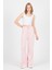 Pembe Beli Lastikli Çizgili Geniş Paça Dokuma Pantolon 4098 2