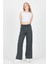 Antrasit Pamuklu Bel Lastikli Wide Leg/bol Paça Pantolon 4754A 2