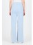 Mavi Beli Lastikli Çizgili Geniş Paça Dokuma Pantolon 4098 5