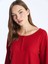 Lcw Dream Kirmizi Bisiklet Yaka Düz Uzun Kollu Kadın Pijama Üst 3