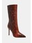 The Revival Kadın Kızıl Multi Yılan Desenli Topuklu Çizme 4