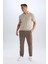 %100 Pamuk Yazlık Jogger Pantolon Regular Fit Normal Kesim Keten Görünümlü Düz Paça Cepli B4138AX25SP 3