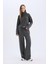 Afra x Defacto Coool Wide Leg Kumaş Pantolon Geniş Bol Paça Beli Lastikli Bağcıklı Cepli C1428AX25SP 2