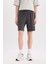 %100 Pamuk Slim Fit Dar Kesim Dar Paça Cepli Basic Düz Şort B8673AX25SM 4