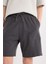 %100 Pamuk Slim Fit Dar Kesim Dar Paça Cepli Basic Düz Şort B8673AX25SM 6