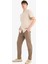%100 Pamuk Keten Görünümlü Pantolon Beli Lastikli Slim Fit Dar Kesim Cepli Düz Paça D2671AX25SM 1