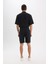 %100 Pamuk Relax Fit Müslin Cepli Basic Düz Bermuda Şort C7589AX25SM 8