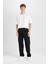 %100 Pamuk Wide Leg Fit Geniş Kalıp Normal Bel Geniş Paça Kargo Cepli Siyah Jean Pantolon B4638AX24AU 2