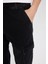 %100 Pamuk Wide Leg Fit Geniş Kalıp Normal Bel Geniş Paça Kargo Cepli Siyah Jean Pantolon B4638AX24AU 5