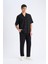 Yazlık Viskon Jogger Pantolon Regular Fit Normal Kesim Keten Karışımlı Düz Paça Cepli B4867AX25SM 2