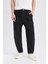 %100 Pamuk Relaxed Slouchy Fit Rahat Beli Lastikli Rahat Kesim Dar Paça Siyah Jean Pantolon B8320AX25SP 5