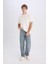 %100 Pamuk Baggy Fit Geniş Kalıp Normal Bel Geniş Paça Jean Yıkamalı Pantolon B3926AX25SP 2