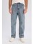 %100 Pamuk Baggy Fit Geniş Kalıp Normal Bel Geniş Paça Jean Yıkamalı Pantolon B3926AX25SP 6