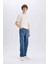 %100 Pamuk Baggy Fit Geniş Kalıp Normal Bel Geniş Paça Soluk Efektli Jean Pantolon D7318AX25SP 2