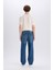 %100 Pamuk Baggy Fit Geniş Kalıp Normal Bel Geniş Paça Soluk Efektli Jean Pantolon D7318AX25SP 7