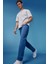 %100 Pamuk Baggy Fit Geniş Kalıp Normal Bel Geniş Paça Soluk Efektli Jean Pantolon D7318AX25SP 8