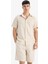 %100 Pamuk Relax Fit Cepli Keten Görünümlü Bermuda Şort C7381AX25SM 4