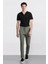 %100 Pamuk Keten Görünümlü Pantolon Beli Lastikli Slim Fit Dar Kesim Cepli Düz Paça D2671AX25SM 1