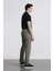 %100 Pamuk Keten Görünümlü Pantolon Beli Lastikli Slim Fit Dar Kesim Cepli Düz Paça D2671AX25SM 5