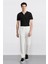 %100 Pamuk Keten Görünümlü Pantolon Beli Lastikli Slim Fit Dar Kesim Cepli Düz Paça D2671AX25SM 1