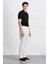 %100 Pamuk Keten Görünümlü Pantolon Beli Lastikli Slim Fit Dar Kesim Cepli Düz Paça D2671AX25SM 3