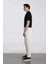 %100 Pamuk Keten Görünümlü Pantolon Beli Lastikli Slim Fit Dar Kesim Cepli Düz Paça D2671AX25SM 4