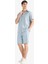 %100 Pamuk Relax Fit Cepli Keten Görünümlü Bermuda Şort C7381AX25SM 2