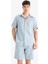 %100 Pamuk Relax Fit Cepli Keten Görünümlü Bermuda Şort C7381AX25SM 4