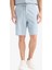 %100 Pamuk Relax Fit Cepli Keten Görünümlü Bermuda Şort C7381AX25SM 5