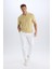 %100 Pamuk Relax Fit Rahat Kesim Düz Paça Keten Görünümlü Yazlık Beyaz Kumaş Pantolon D4251AX25SM 2