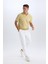 %100 Pamuk Relax Fit Rahat Kesim Düz Paça Keten Görünümlü Yazlık Beyaz Kumaş Pantolon D4251AX25SM 3