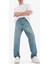 %100 Pamuk Baggy Fit Geniş Kalıp Normal Bel Geniş Paça Soluk Efektli Jean Pantolon D7279AX25SP 5