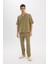 %100 Pamuk Relax Fit Rahat Kesim Yazlık Müslin Kısa Paça Pamuklu Jogger Pantolon D6144AX25SM 3