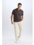 %100 Pamuk Relax Fit Rahat Kesim Düz Paça Keten Görünümlü Yazlık Kumaş Pantolon D4251AX25SM 3