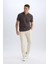 %100 Pamuk Relax Fit Rahat Kesim Düz Paça Keten Görünümlü Yazlık Kumaş Pantolon D4251AX25SM 4