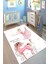 Prenses Desenli Pembe Kaymaz Taban Makinede Yıkanabilir Dot Tabanlı Çocuk Halısı 10011A 1