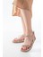1001-1105 Bej Gümüş Taşlı Günlük Kadın Sandalet 1