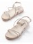 1001-1105 Bej Gümüş Taşlı Günlük Kadın Sandalet 3