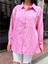 Pembe Çizgili Oversize Düğmeli Gömlek 1