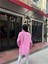 Pembe Çizgili Oversize Düğmeli Gömlek 2