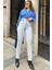 Kadın Açık Mavi Yüksek Bel, Rahat Kesim, Bol Paça Kot Pantolon - Jeans 1
