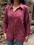 Bordo Çizgili Oversize Düğmeli Gömlek 1