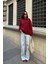 Kadın Bordo Pamuklu Taşlı Oversize Sweatshirt 5
