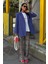 Kadın Indigo Kruvaze Oversize Uzun Ceket 5