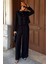Kadın Siyah Keten Oversize Ikili Takım 2